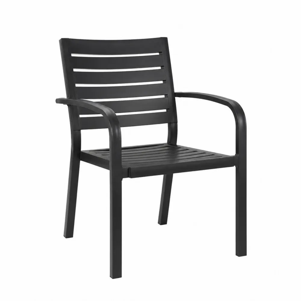 Chaise de jardin en polypropylène renforcé noir avec accoudoirs 57 x 60 x 88 cm