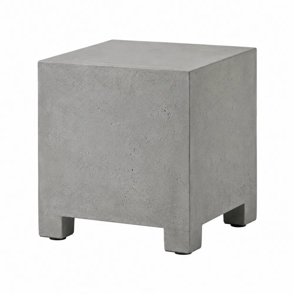 Table d’appoint d’extérieur cubique en béton fibré gris effet ciment 45 cm x 45 cm x 45 cm