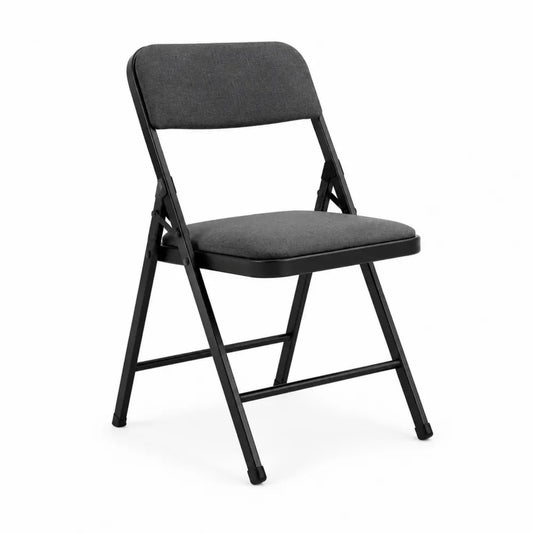 Chaise de salle à manger pliante rembourrée 46 x 52 x 82 cm tissu polyester gris anthracite et acier noir