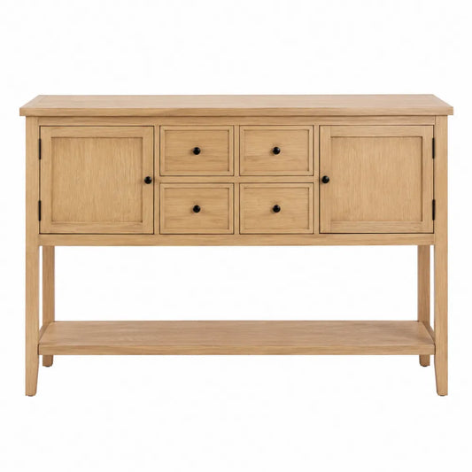 Buffet de salle à manger 120 x 40 x 80 cm MDF placage chêne clair 2 portes 4 tiroirs étagère inférieure